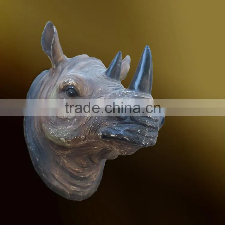 Artificial 3D polyresin wall art rhinoceros decoration