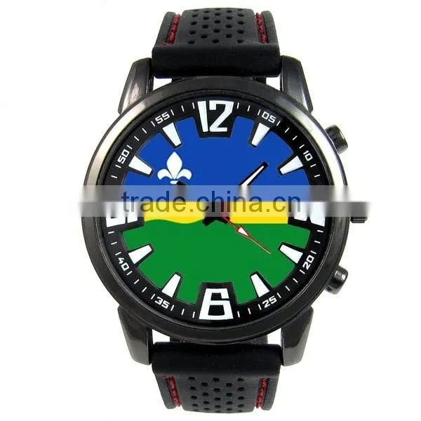 Custom round metal black case silicone logo watch fashion 2014 JP TIME watch