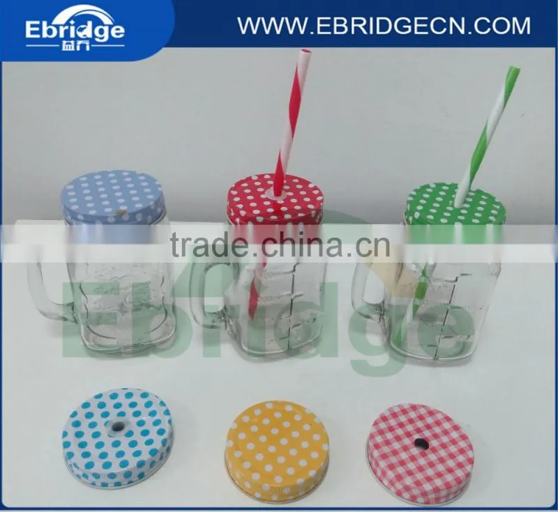 square juice drinking glass mason jar wholesale with lids and straws