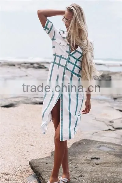 2016 Alibaba ladies stripe overcoat women long top and beach wear