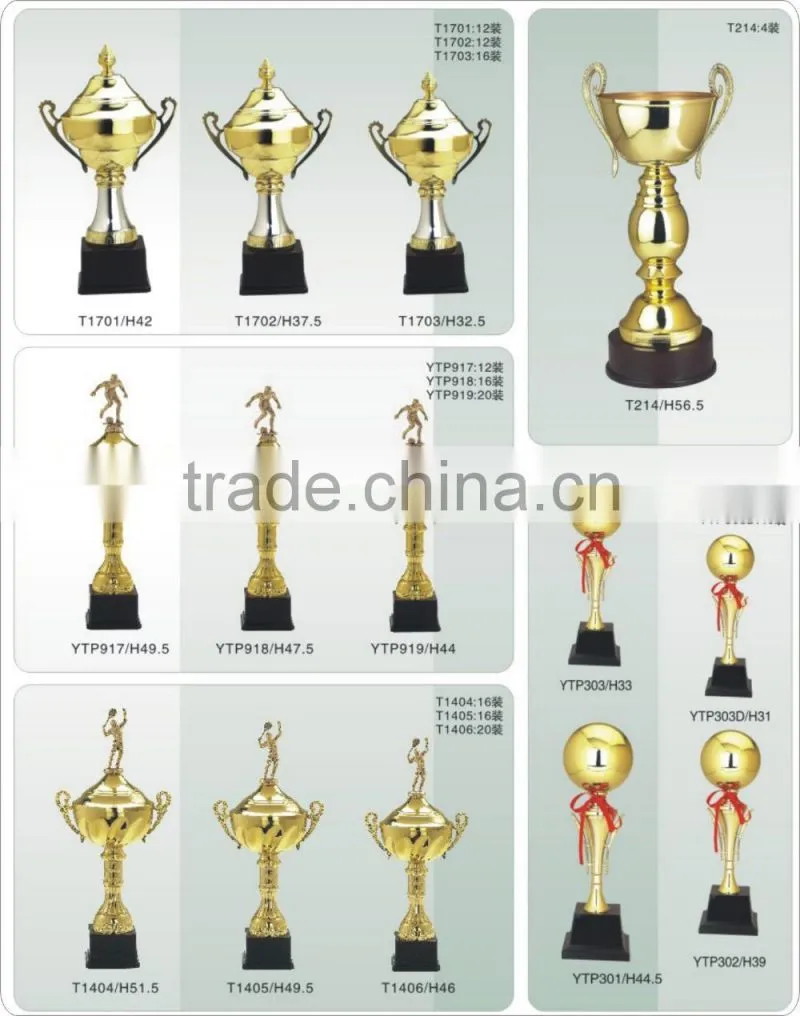 Big size high quality metal base 214 gold competitions award souvenir trophy cup