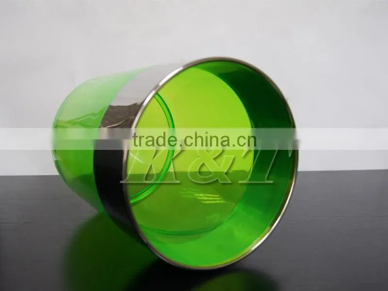 Awesome green acrylic plastic and stainless steel dustbin