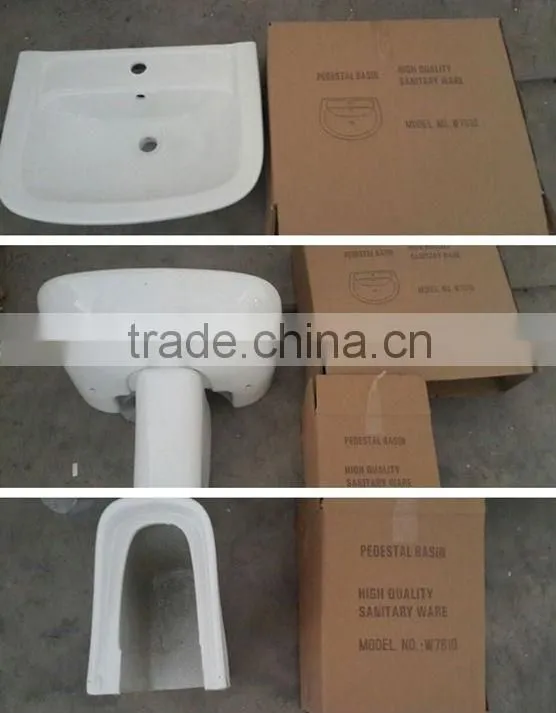 23 inch Ceramic bathroom half pedestal design sanitary square basin