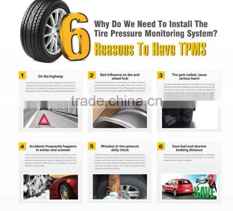 4 Sensors Wireless Solar Charge TPMS Tire Tyre Pressure Monitoring LCD Display