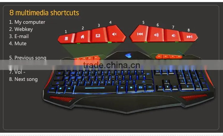 custom function ergonomic keyboard backlight led colorful gaming mouse