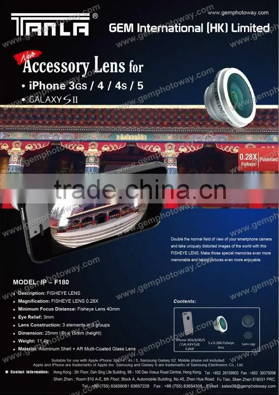 IP-F180 fisheye lens mobile phone lens Mobile Phone Housings