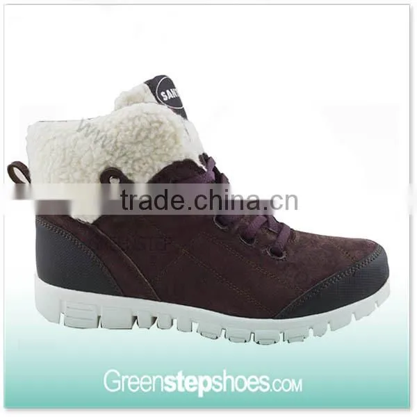 New Gray Cow Suede Leather Shearling Lace Up Ankle Boots