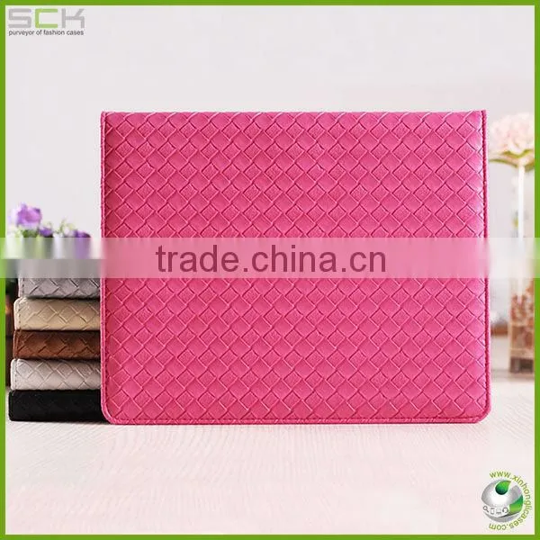 Woven Pattern Leather case For Ipad Case 2/3/4 with stand
