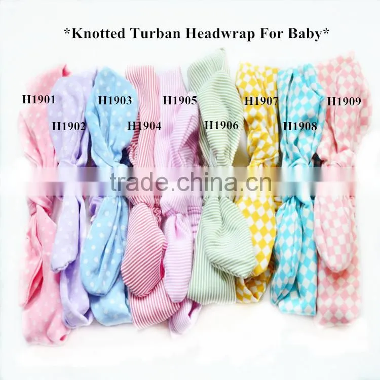 New arrival baby head band knot headband baby headwears / gold foil dot bunny ear head wraps hat