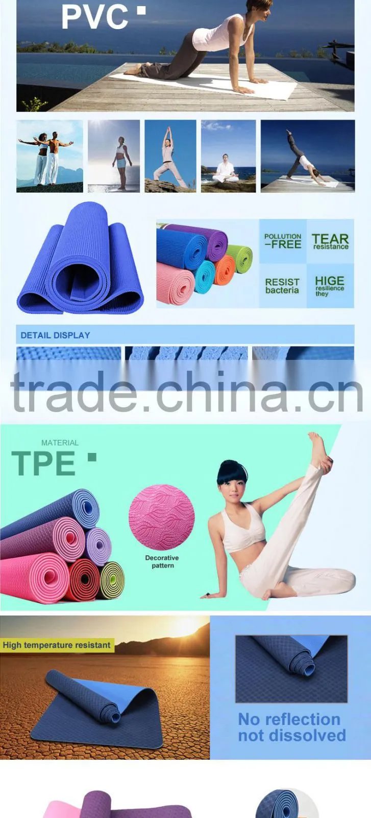 NBR blue yoga mat