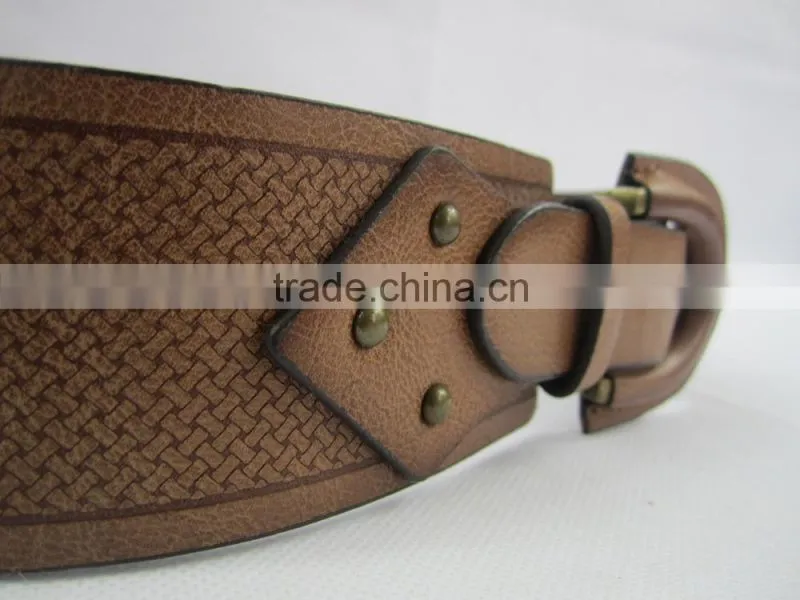 stamp design elastic PU with pin buckle waist belt for dress