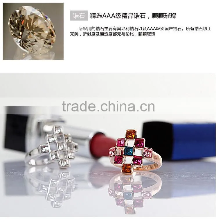 OUXI Colorful maze gold plated finger ring & ouxi fashion jewelry 40052