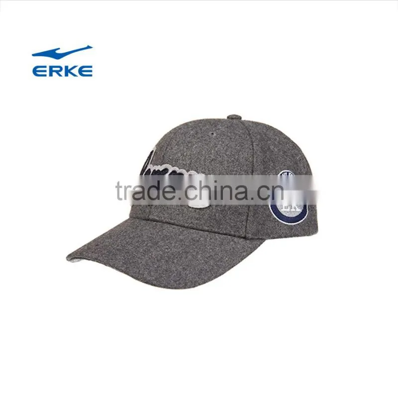 ERKE 2015 classical european style grey low profile 6 panel cotton twill snapback baseball cap