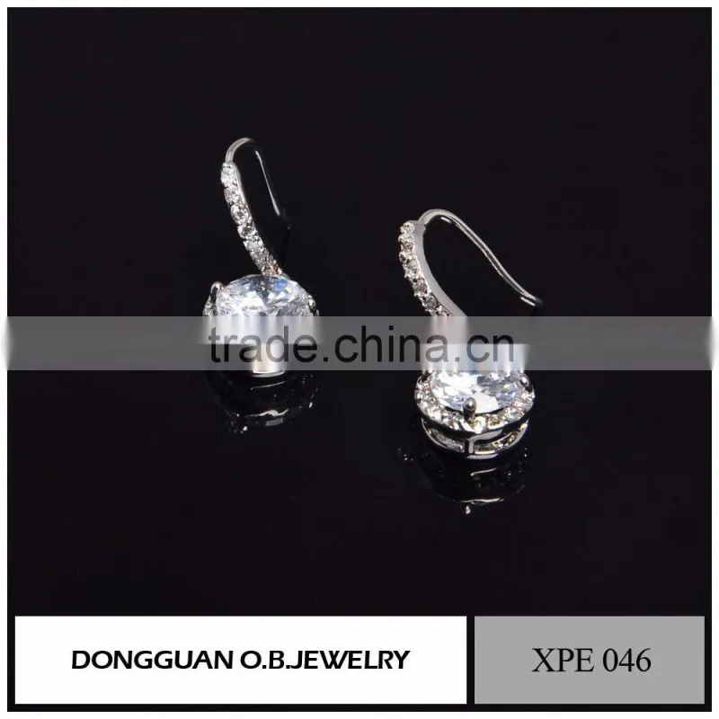 Top Quality Wedding Jewelry Real Silver Plating Diamond Hook Earring For Women