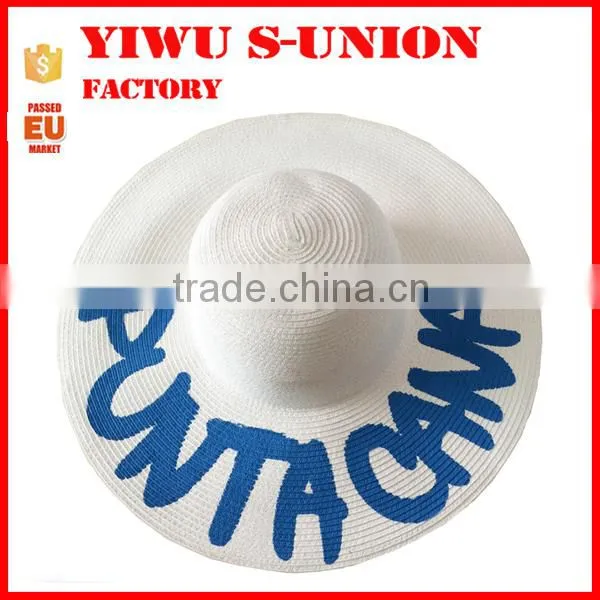 Wholesale custom printed ladies elegant summer beach sombrero big brim straw hats