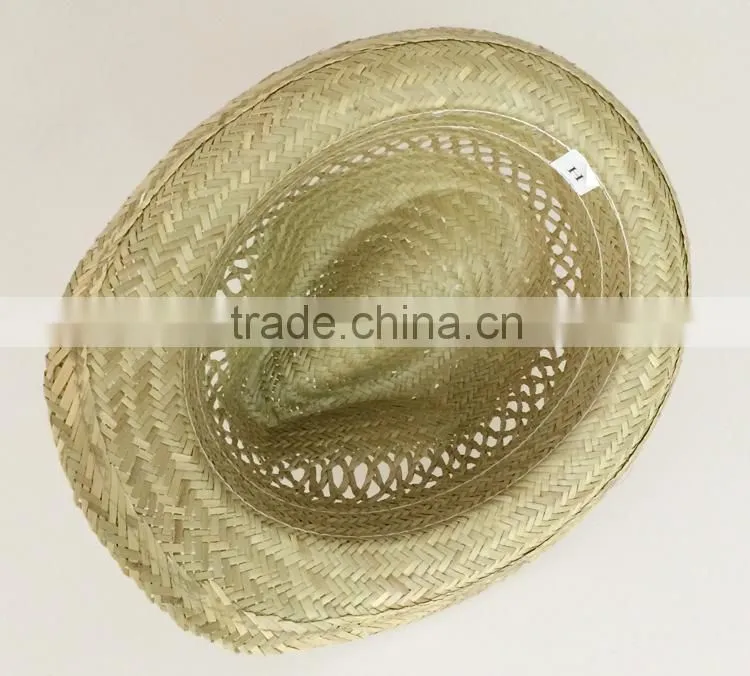 Wholesale Chinese cheap promotion plain custom mens narrow brim summer natural straw cool sun hat