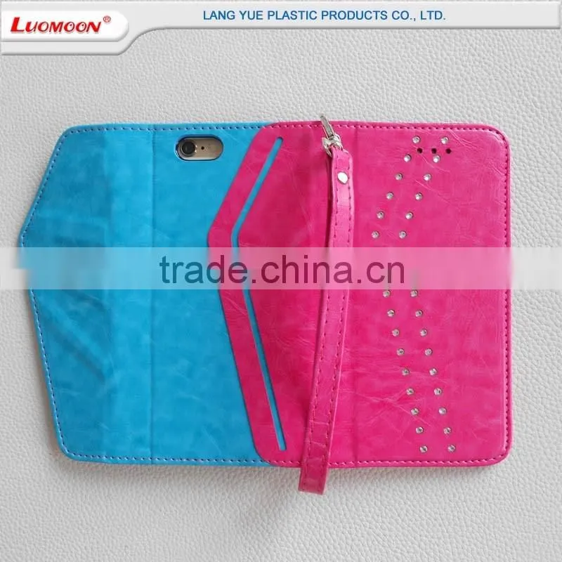 Pink and White PU Synthetic Leather Diamond Phone Case Cover for Samsung Galaxy