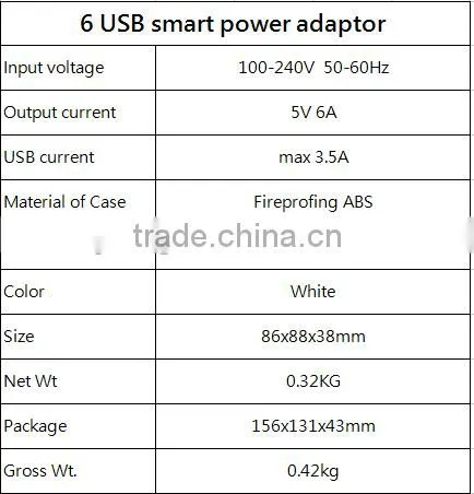 NEW HOT Originally 6 Hubs Smart Power Adaptor , Portable USB Charger