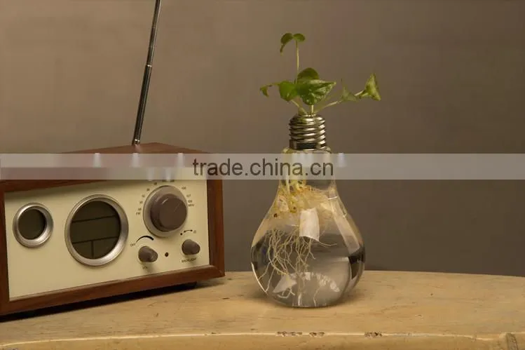 lamp bulb shape glass vases for home decoration
