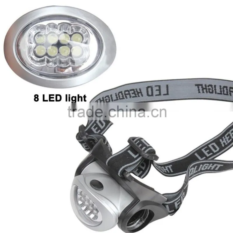 Super Bright 8 LEDs Headlamp 3 Mode Energy Saving Outdoor Sports Camping Fishing Head Lamp Flashlights