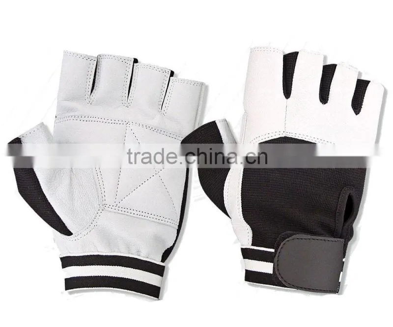 Weight Lifting Leather Padded Gloves, Training Gym Exercise Gloves
