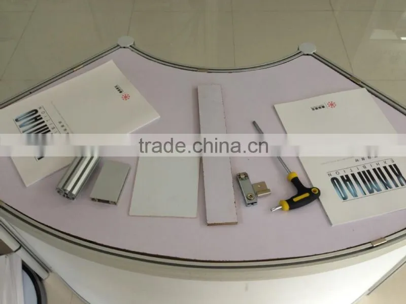 Hot sale Aluminum Curved Solid surface Reception Desk for Exhibition display