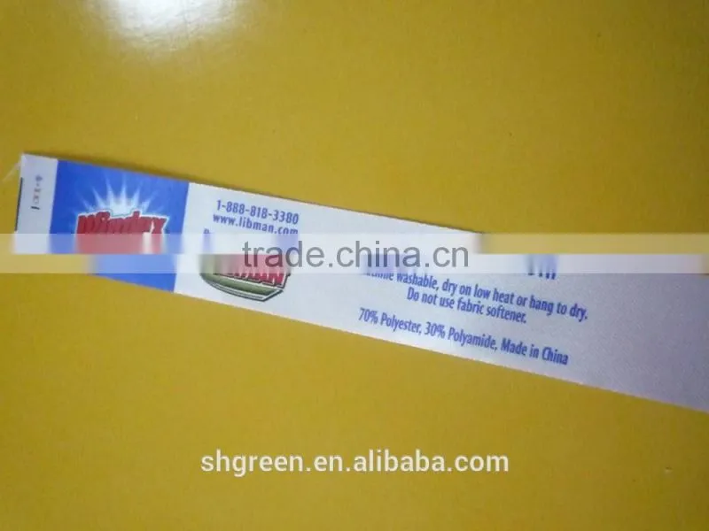 beautiful yellow printing label,top sewing printing label
