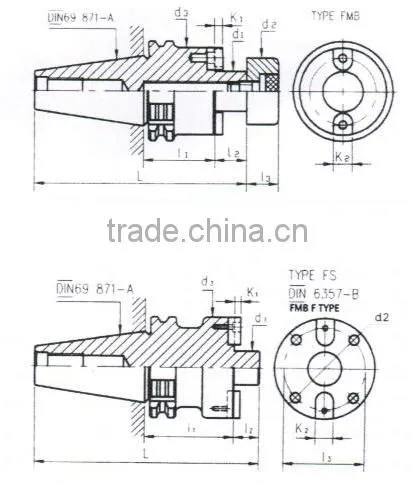 DIN69871 face mill arbors
