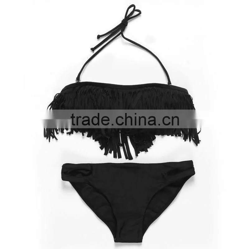 Latest Highly Elastic In Stock Women Tassel Bikini Swimwear