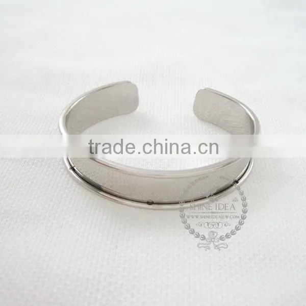 11mm width bezel,60mm diameter silver plated vintage style bangle adjustable bracelet DIY supplies,findings 1900108