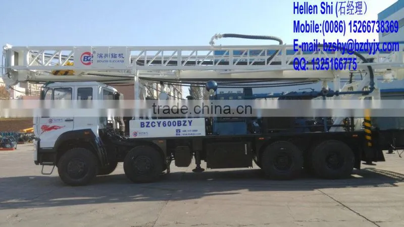 Full hydraulic truck mounted water well drilling rig 600m