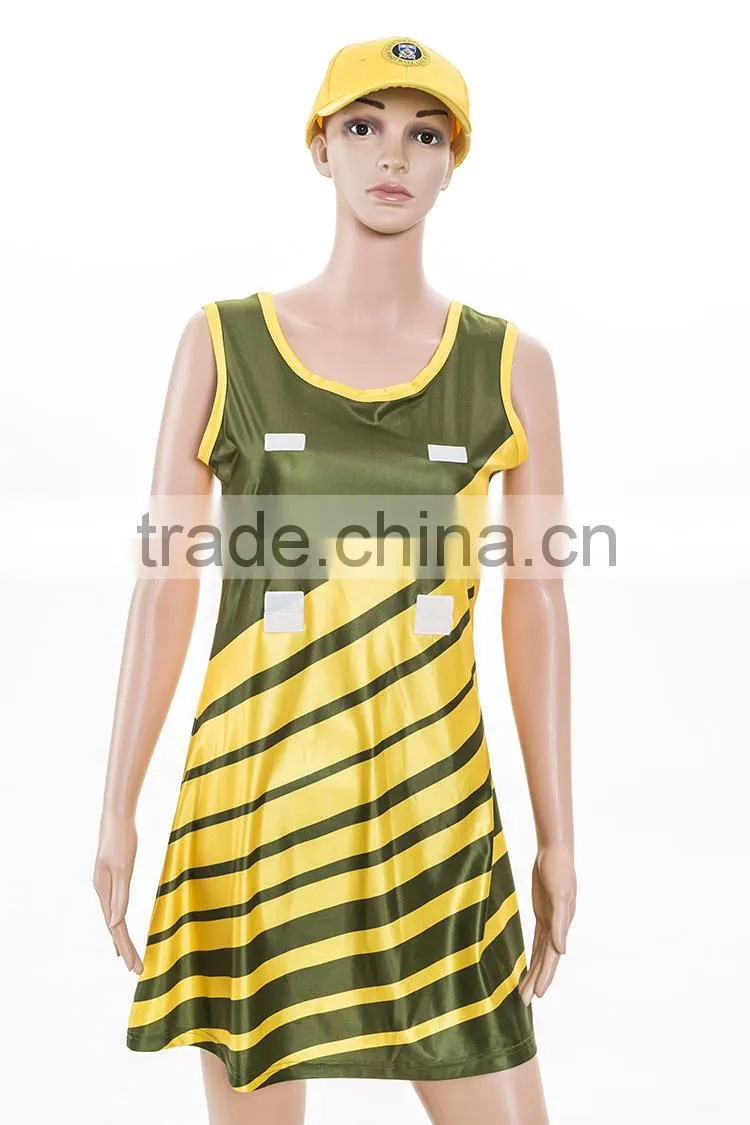 OEM csustom netball dresses A-line netball dress modern black netball dress