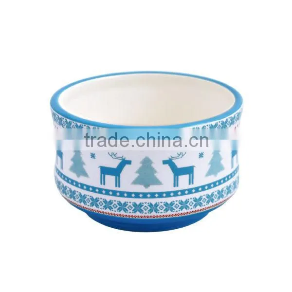 Blue Christmas Deer ceramic pudding cup (IDX-311)