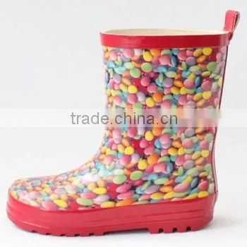 Lovely candy color rubber rain boots for girls