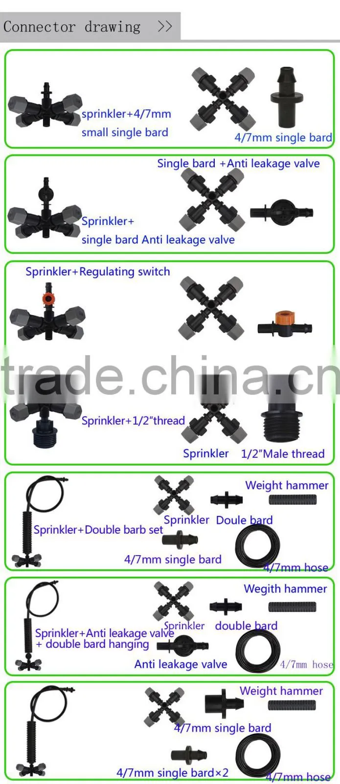 mist sprinkler system,latest technology plastic sprinkler/easy assembly