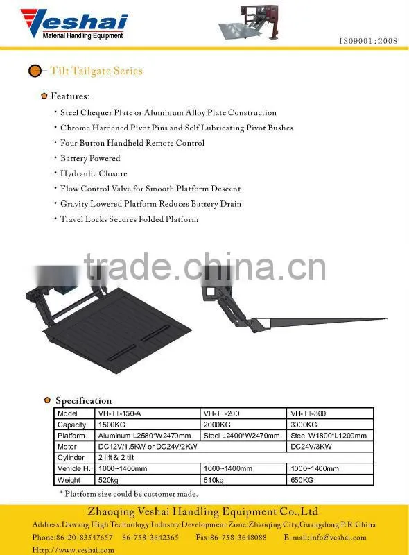 Battery operated Truck Hydraulic Tailgate lift Tilt VH-TT-200