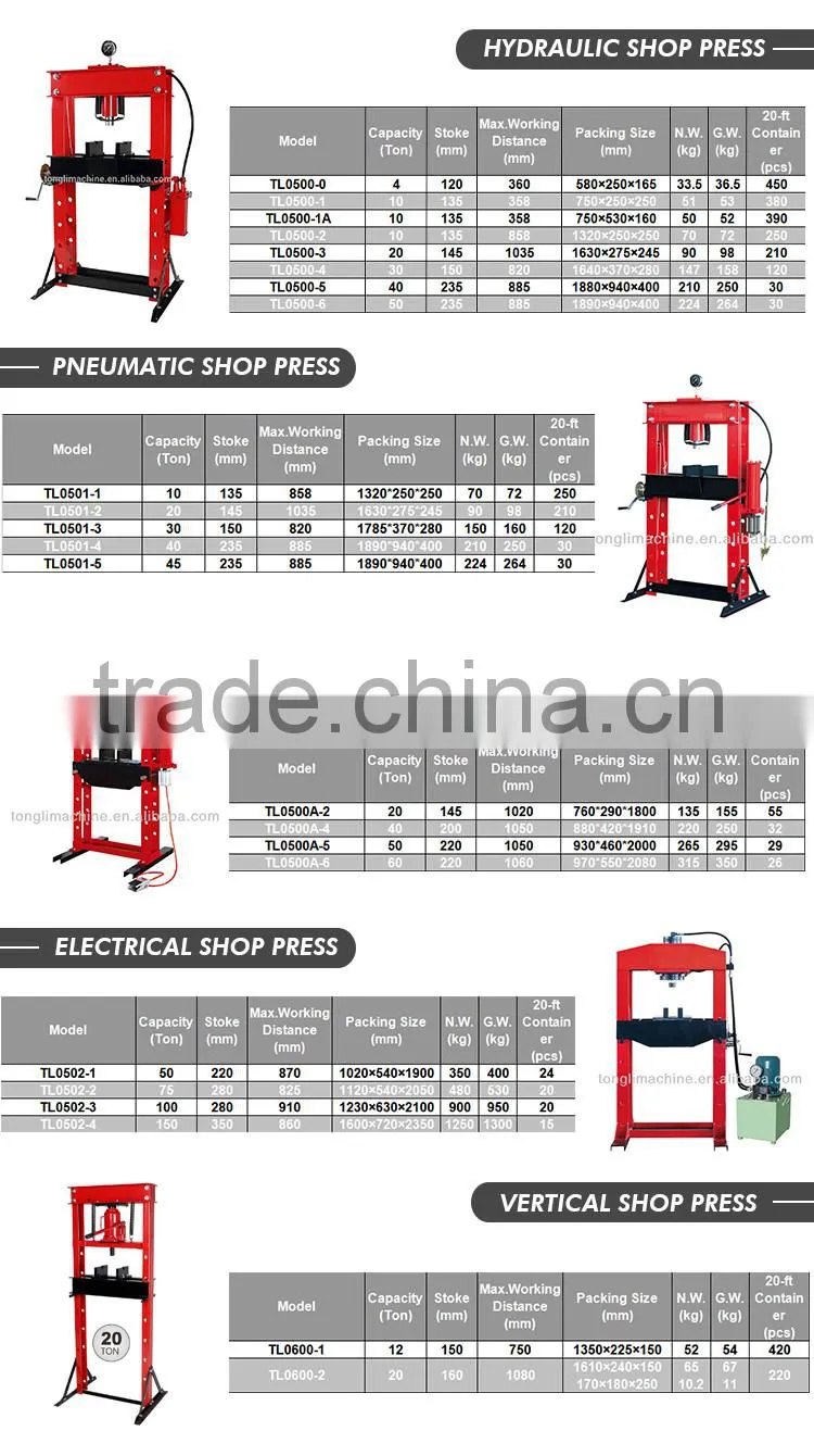 Low Price Guaranteed Quality 20ton hydraulic workshop press