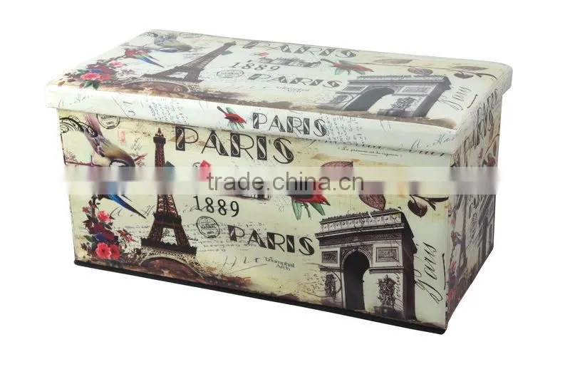 Faux Leather Folding Storage Ottoman Bench Foot Rest Stool Seat Footrest 80*40*40cm