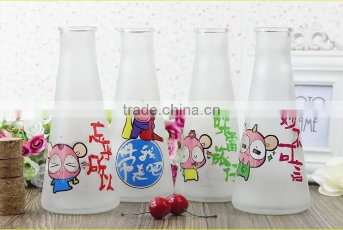 250ml Frosted glass bottle frosted juice glass bottle frosted milk glass bottle with cork lid