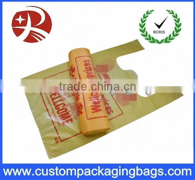 plastic biodegradable t-shirt bag with printing