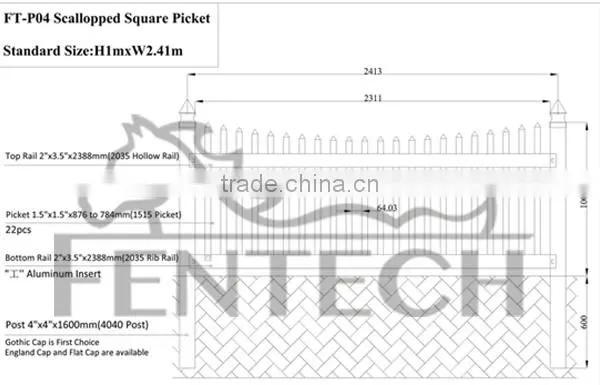 High quality pvc vinly fence post&star picket