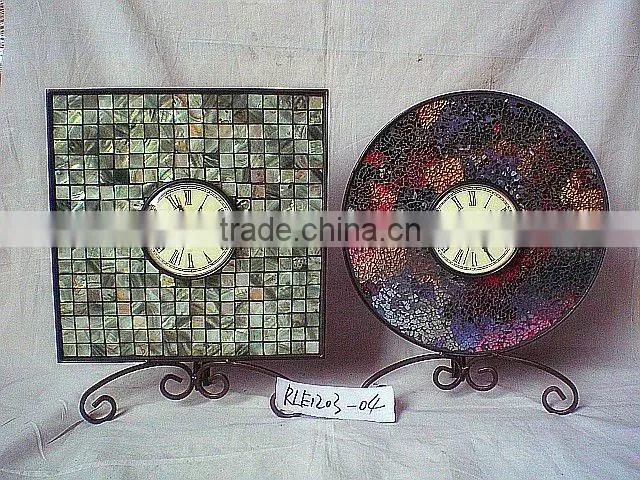 Home Decoration Casual Style Colored Glass Round Shape Wall Antique Clock