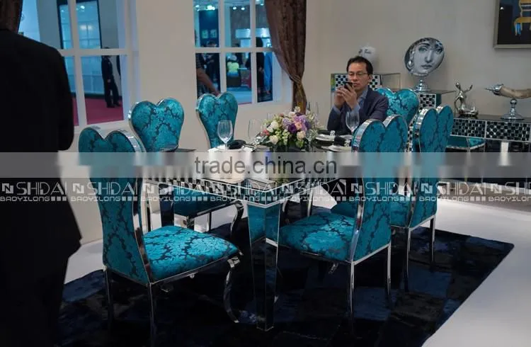 12mm thick tempered glass dining table 6 chairs set LV-A804
