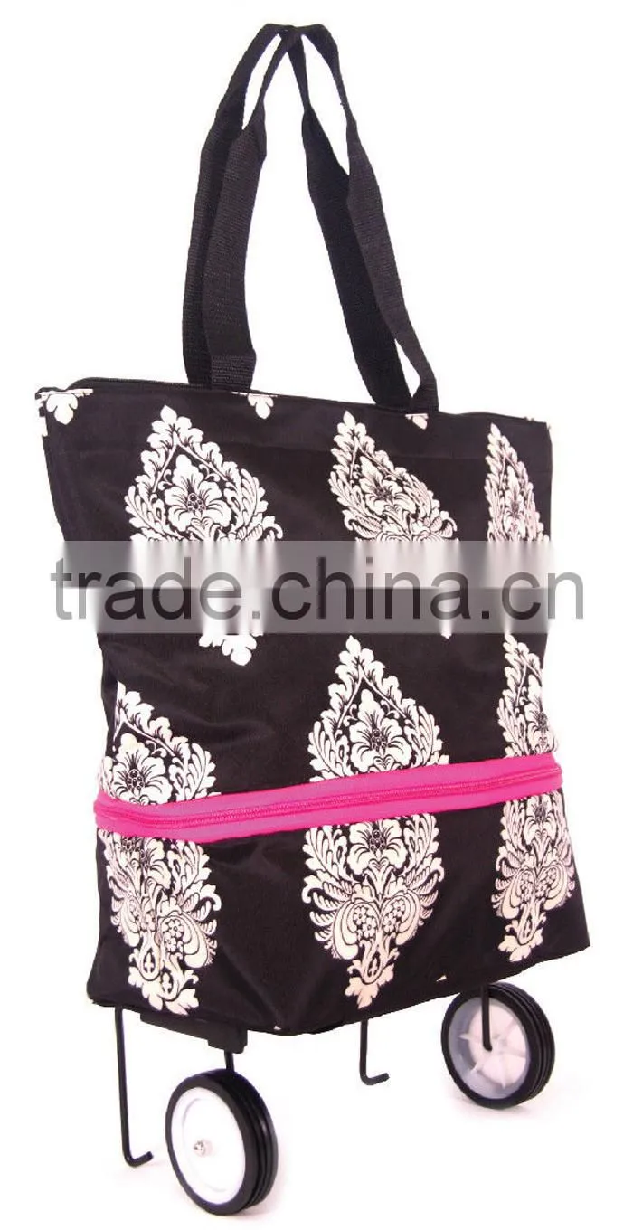 Shopping bag on Wheels expandable to lightweight Roller Bag with free Id Holder