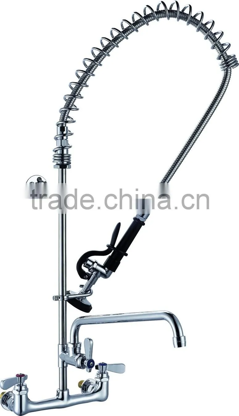 2016 8'' Wall Mounted Pre-rinse Unit with 12'' Swivel Spout&Wall Bracket,Tapered Thread Riser