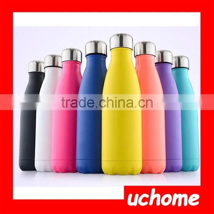 UCHOME 17 OZ/500 ML Food Grade Double Wall Vacuum Flask Insulated 18/8 Stainless Steel Swell Cola Shaped Water Bottle