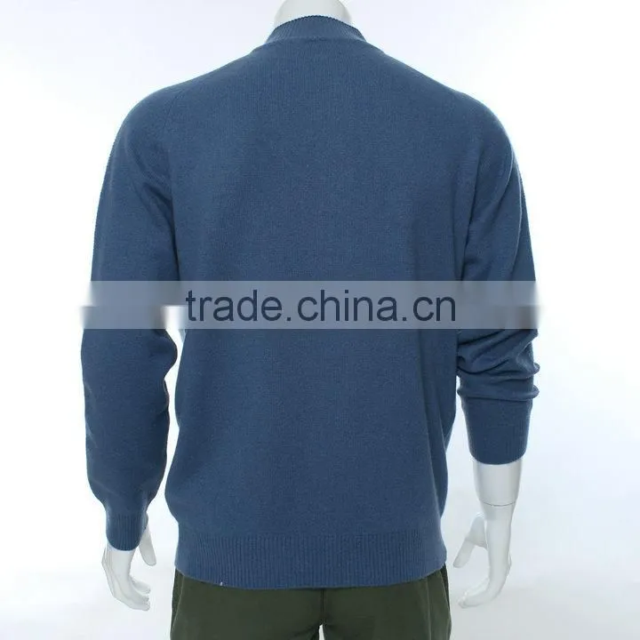 men pullover sweater with 1/4 zipper ,blue long sleeve wool sweater pullover,merino wool sweater