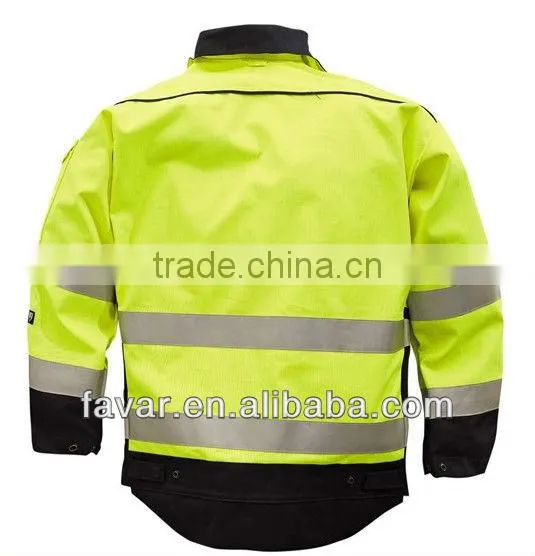 Yellow Anti-static navy Cotton Drill High Viz Fire proof jakcets fire resistant flight jacket