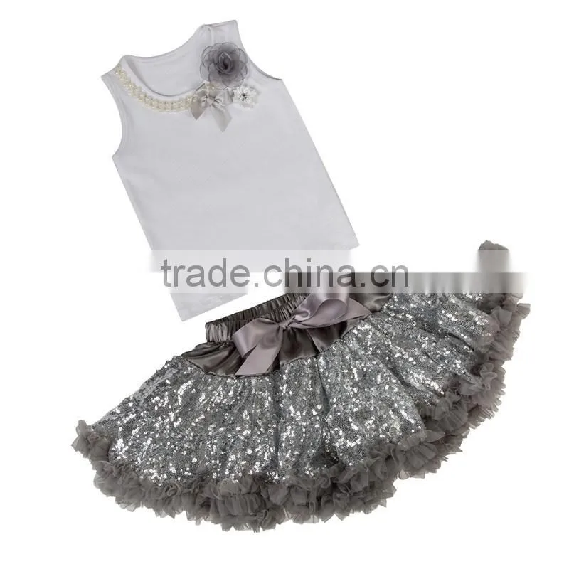 High Quality Girls Sequin Skirt Set,Fluffy Tutu Skirt Set For Girls