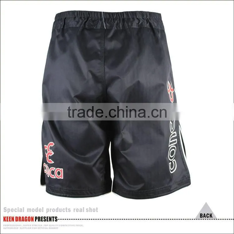 4 way stretch fabric heavy duty polyester spandex fabric custom printed plain black mma shorts